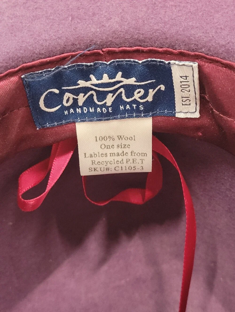 Conner Norcal Open Road Purple Wool Leather Strap Hat One Size